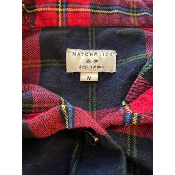 Matchstick Women M Red Plaid Flannel Button-Up Shirt Gorpcore Grunge - Picture 3 of 10